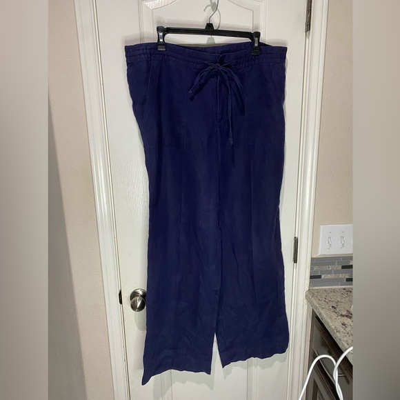 Lauren Ralph Lauren Pants - Lauren Ralph Lauren Deep Blue linen size 12 beach Trousers pants